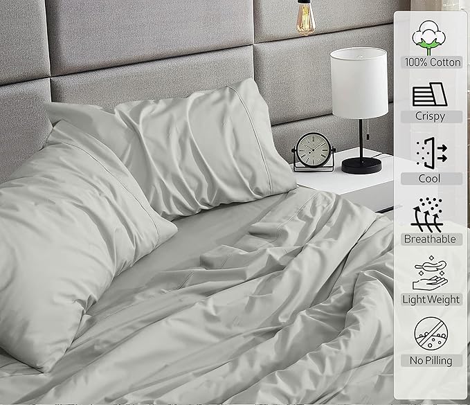 RUVANTI 100% Cotton Sheets – California King Percale Bedding, Cooling & - Image 3