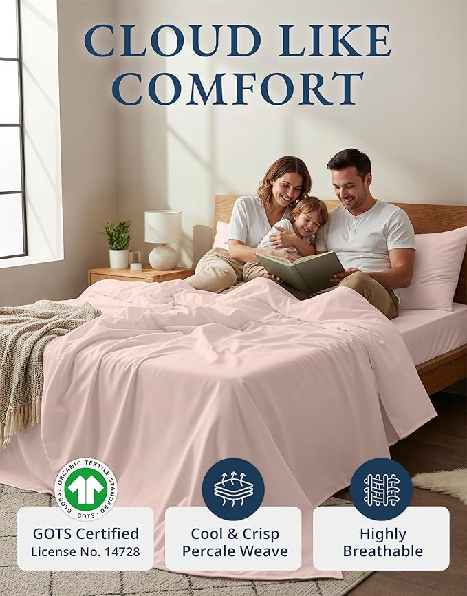 LANE LINEN 100% Organic Cotton Twin XL Bed Sheets Set, Machine Wash Fully - Image 2
