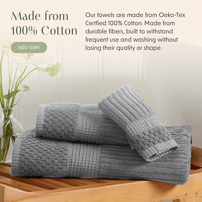 Springtree Home 100% Cotton Bath Towel Set of 4 | Super Soft & Absorbent - Image 4