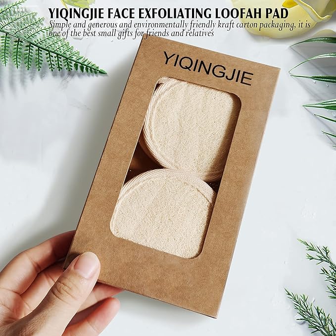 YIQINGJIE Natural Loofah Exfoliating Face Scrubber, Facial Scrubber Loofa Pads - Image 6