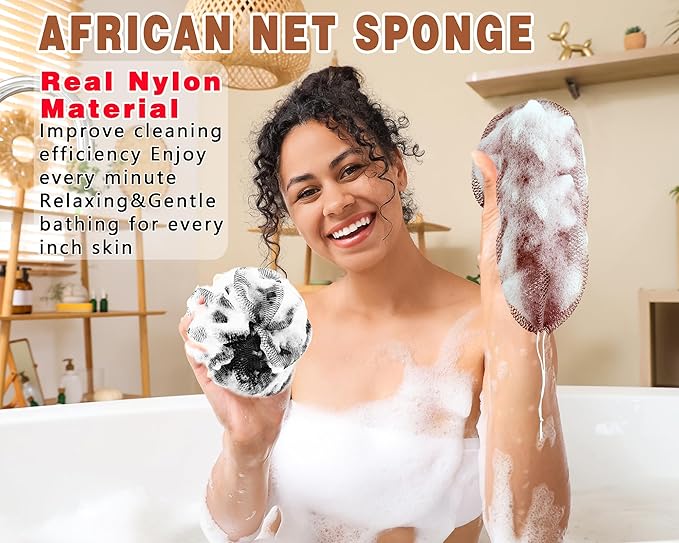 2 Pack African Net Sponge Exfoliating Body Scrubber Bath Sponge - Image 3