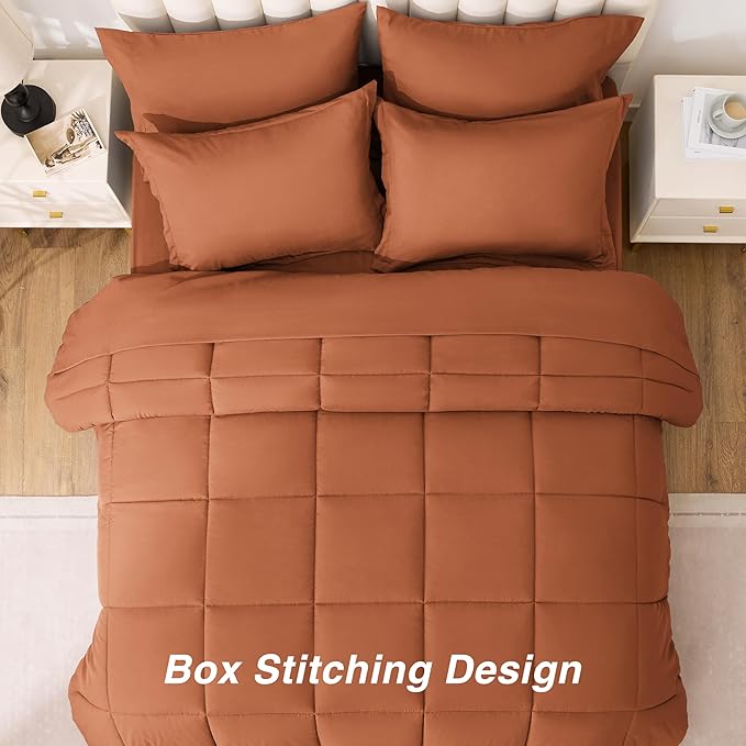 Love's cabin Full Comforter Set Burnt Orange, 7 Pieces Full Bed in a Bag - Image 4