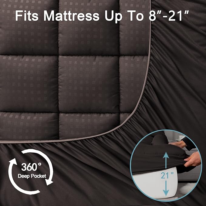 HYLEORY Twin XL Mattress Pad Quilted Fitted Mattress Protector Cooling Pillow - Image 5