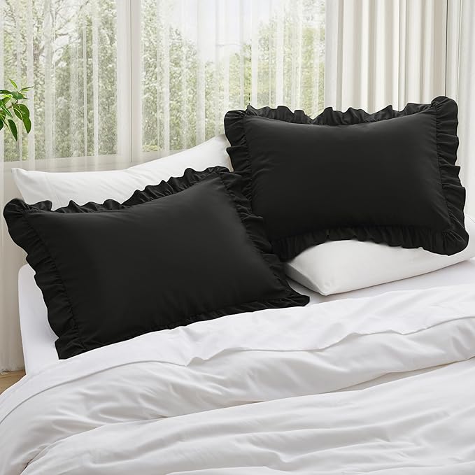KKJIAF Ruffle Pillow Cases Standard Size Set of 2, Ruffled Pillow Covers - Image 2