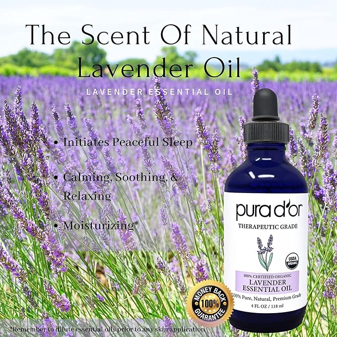 PURA D'OR Organic Lavender Essential Oil 100% Pure & Natural Therapeutic Grade - Image 2