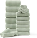 18 Piece Family Bath Towel Set Include 6 Bath Towels, 6 Hand Towels and 6 by Hailea