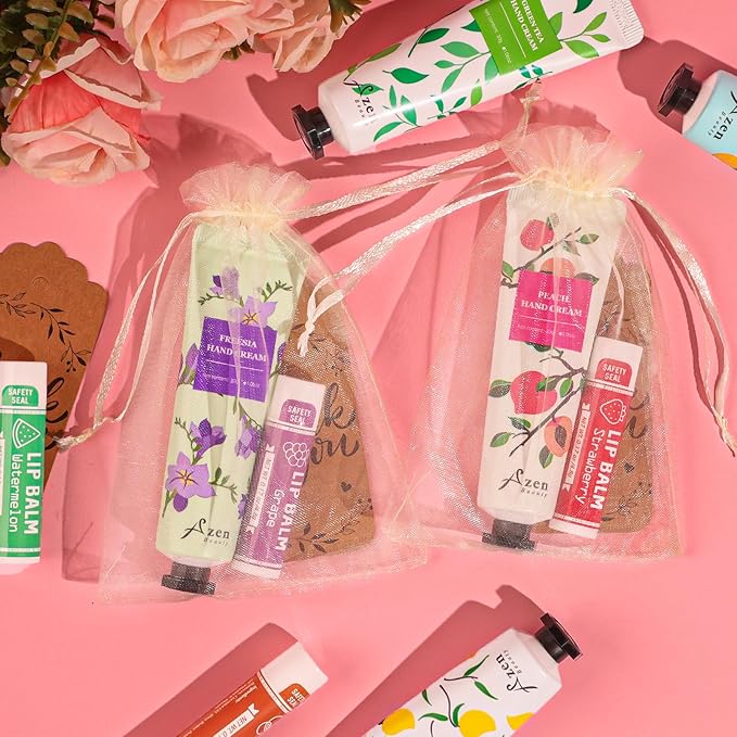 AZEN 30 Sets Bulk Gifts, Hand Cream and Lip Balm Bulk Set - Image 3