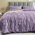 MUXHOMO Duvet Cover Queen Size, Reversible Floral Grayish Purple Duvet Cover Set by MUXHOMO