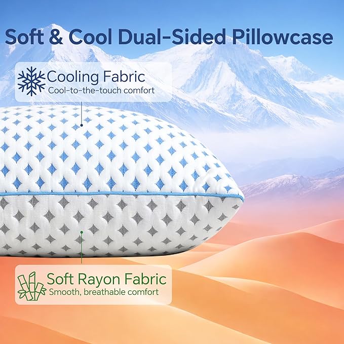 Queen Size Pillow 1 Pack for Sleeping, Cooling Adjustable Memory Foam Pillow - Image 5