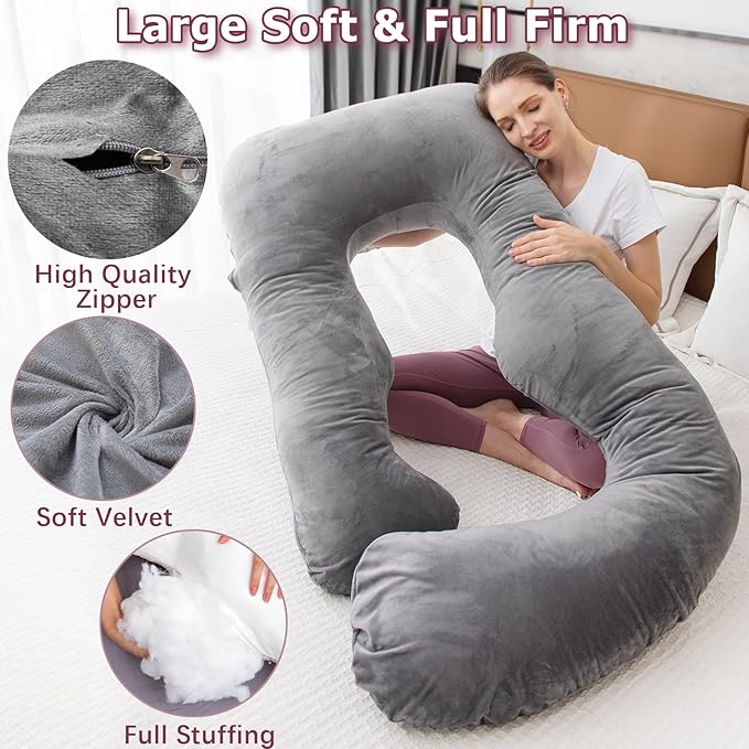 MOON PINE Pregnancy Pillow, U Shaped Full Body Pillow - Image 2