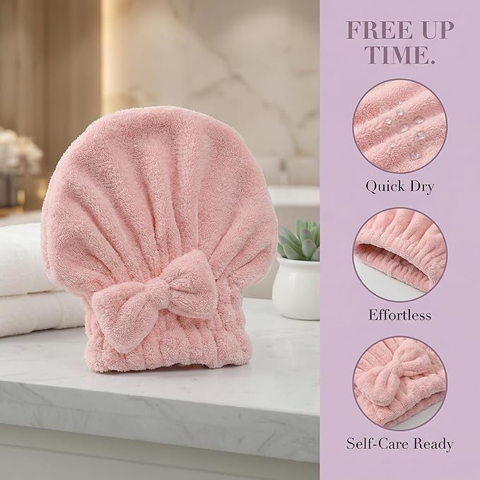 Cute Bow Microfiber Hair Towel for Girls, Quick Drying Hair Turban for Women - Image 7