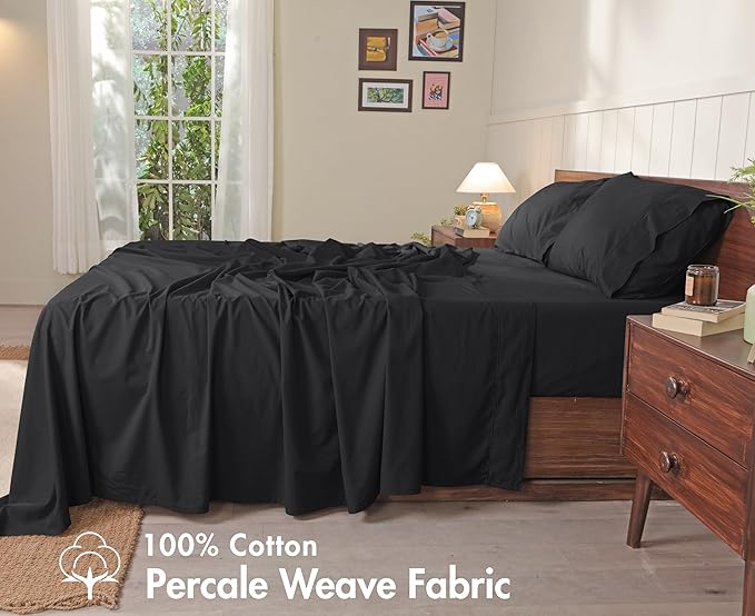 RUVANTI 100% Cotton Sheets – California King Percale Bedding, Cooling & - Image 2