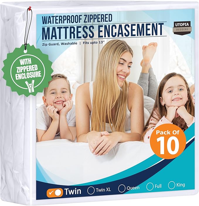 Utopia Bedding Mattress Protector Zippered Twin Size, 100% Waterproof Bed Bug by UTOPIABEDDING