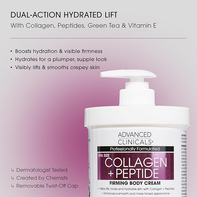 Advanced Clinicals Collagen Peptides Body Lotion & Face Moisturizer | Peptide - Image 2