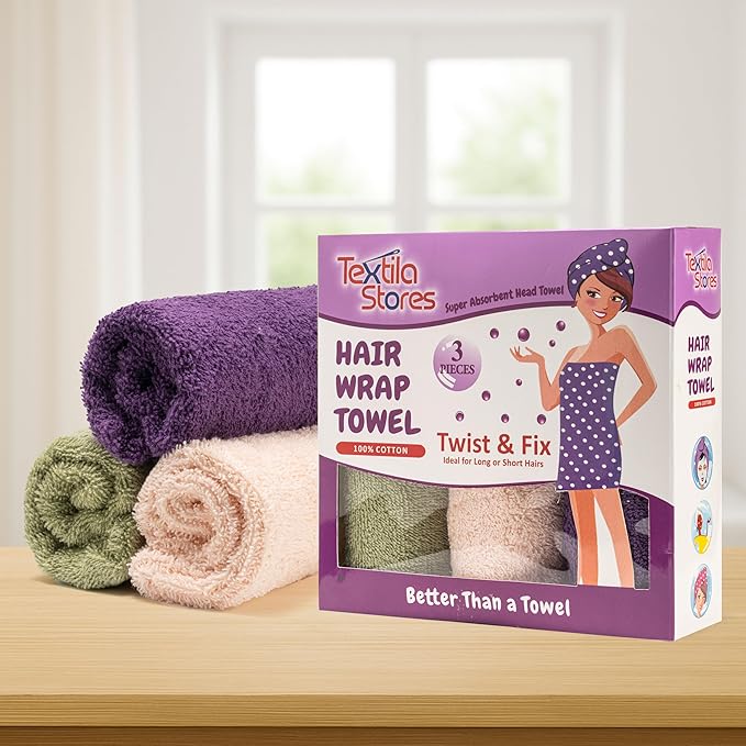 Textila 100% Cotton Hair Wrap Towels - Image 2