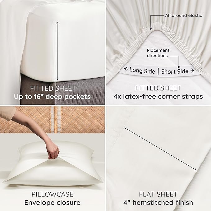 Bambaw Queen Sheet Set 6pcs – 100% Viscose Derived from Bamboo Sheets Queen - Image 5