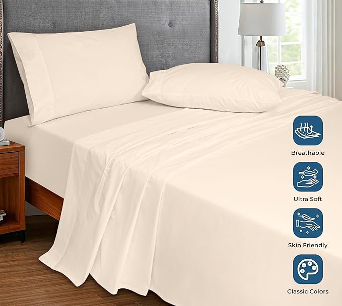 Royale Linens 100% Organic Cotton King Flat Sheet Only - Image 4