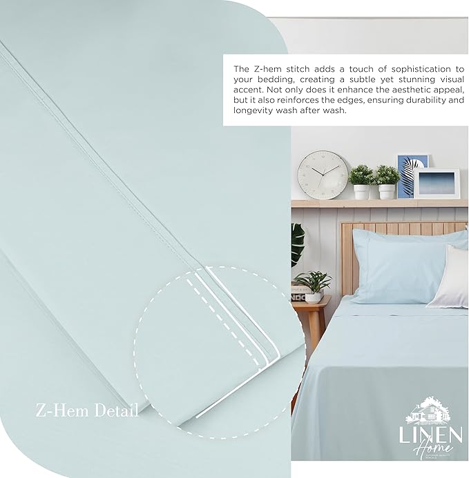 Linen Home 100% Cotton Percale Sheets California King Size, Deep Pocket - Image 3