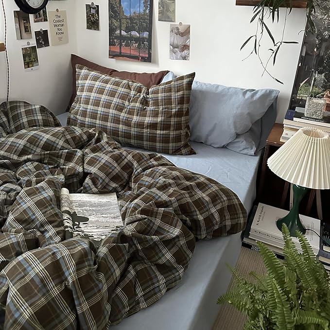 mixinni Vintage Buffalo Plaid Duvet Cover Set Queen Size - Image 7