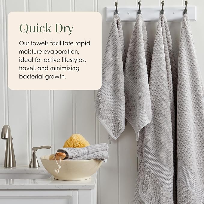 Springtree Home 100% Cotton Bath Towel Set of 4 | Super Soft & Absorbent - Image 3