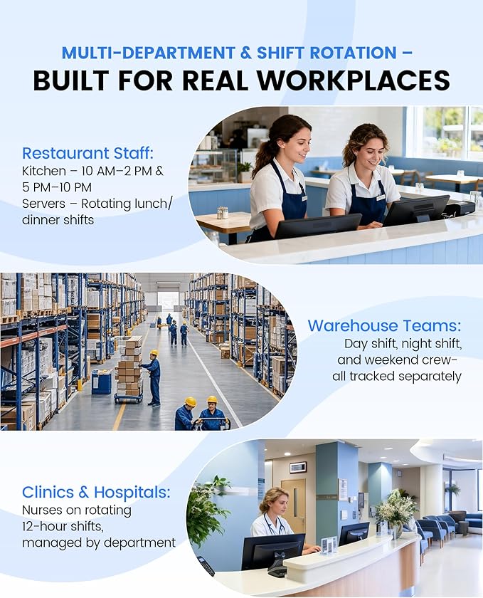 NGTeco Fingerprint & PIN Biometric Time Clock, Standalone Punch Machine for Employees Small Business, No WiFi/Software Required, No Monthly Fees