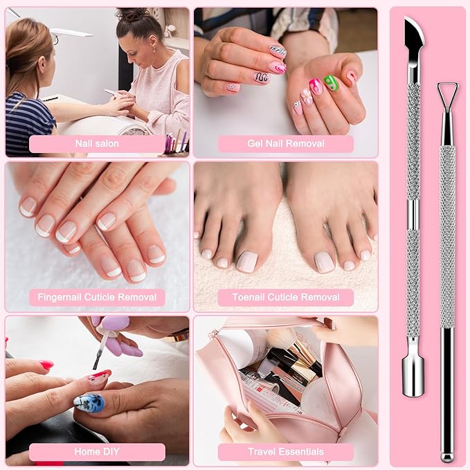 HOFASON 2PCS Cuticle Pushers and Nail Polish Remover, Stainless Triangle Nail - Image 7