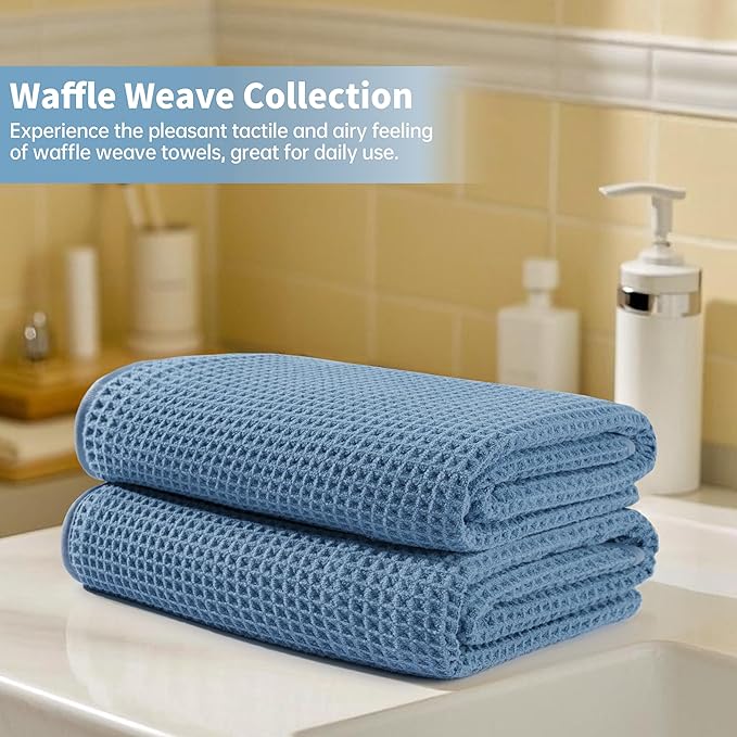 Microfiber Waffle Bath Towels, 4 Pieces, Fast Drying, Lint Free 430 GSM - Image 6