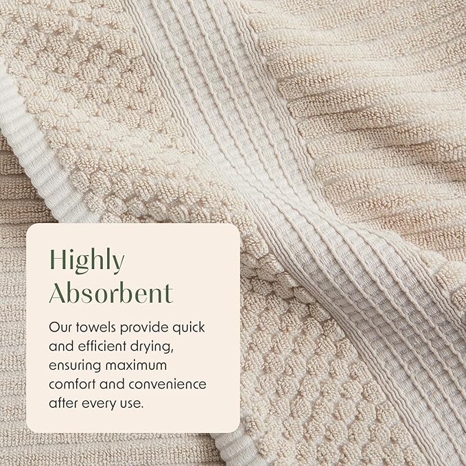 Springtree Home 100% Cotton Bath Towel Set | 6 Piece Set | Absorbent & - Image 9