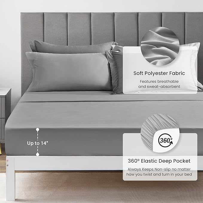Love's cabin Queen Comforter Set Grey, 7 Pieces Queen Bed in a Bag, All Season - Image 4
