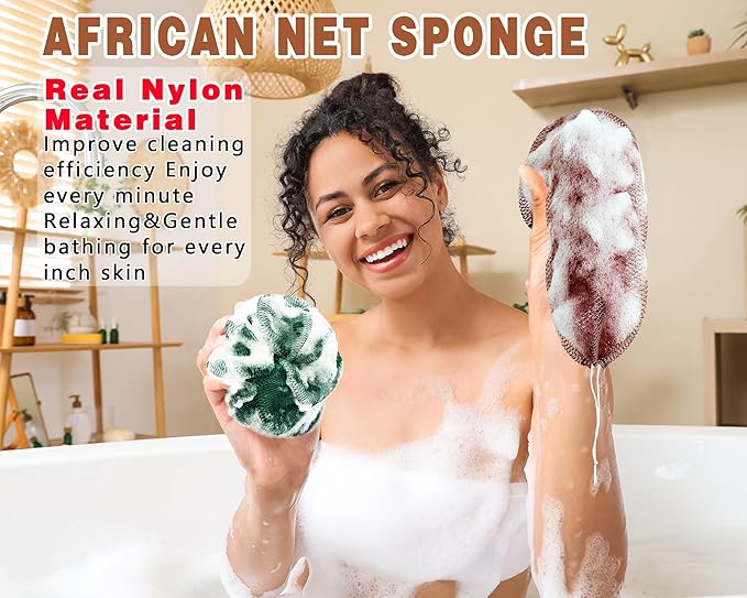 2 Pack African Net Sponge Exfoliating Body Scrubber Bath Sponge - Image 3