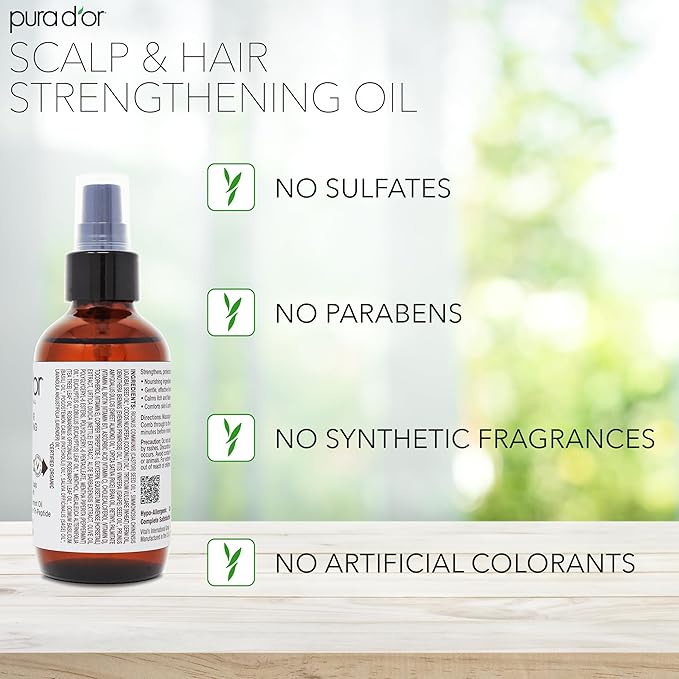 PURA D'OR Scalp & Hair Strengthening Oil Supports Optimal Growth, Nourish Roots - Image 5