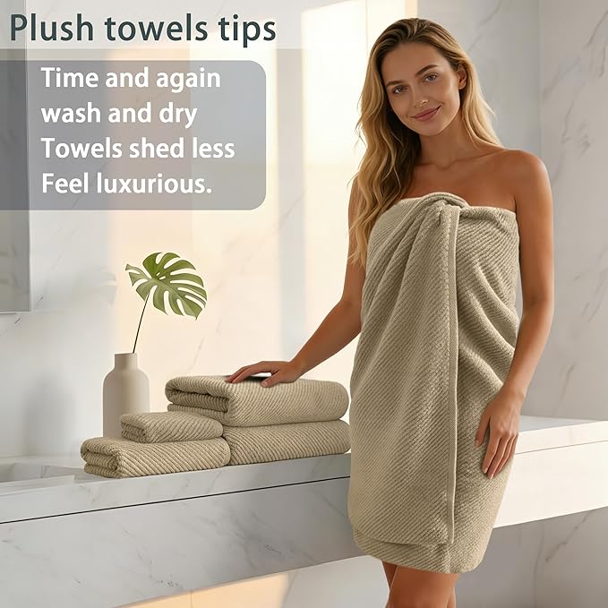 VOOVA & MOVAS Beige Towels for Bathroom - Image 4