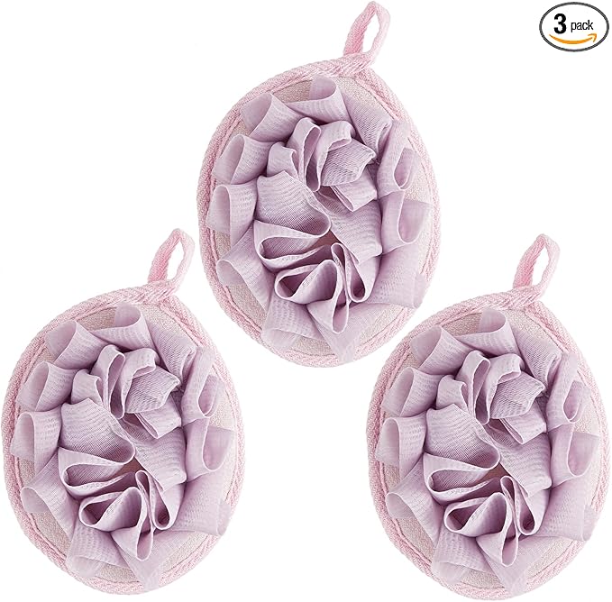 Boao 3 Pcs Bath Shower Pouf Sponge Mesh Pouf Shower Ball Exfoliating Body by Boao