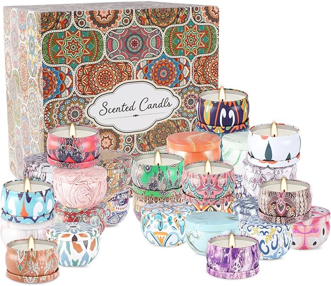 YOROXRG 36 Pack Multicolored Scented Candles Gifts Soy Wax Travel Tin Jar by YOROXRG