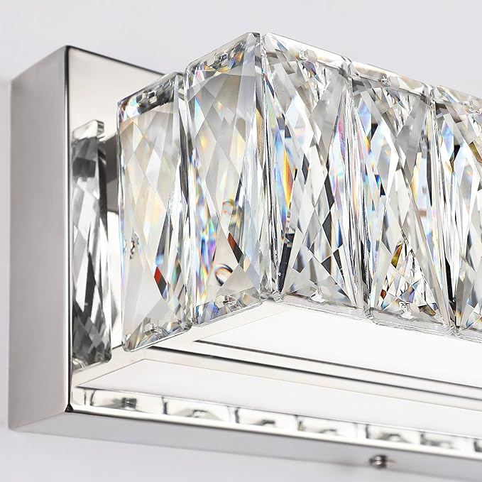 ZUZITO Crystal Bathroom Light Fixtures Over Mirror, 22.8in Modern LED Vanity - Image 7