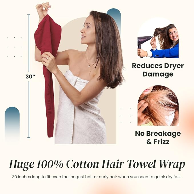 Extra Large Waffle Cotton Hair Towel Wrap - Image 4