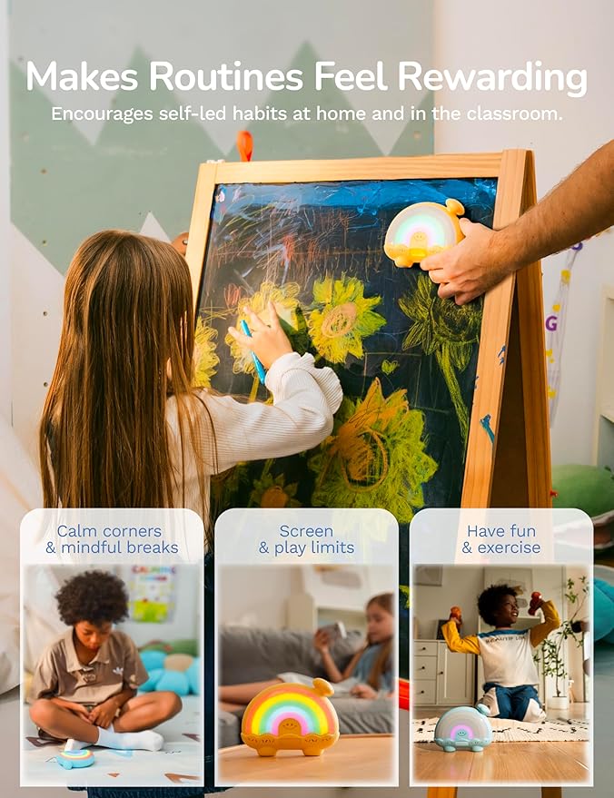 Timer Pal Rainbow Timer for Kids, Visual Timer for Kids with Night Light, Color-Changing Magnetic Visual Timer for Classroom/Calming Corner/Home (Yellow)