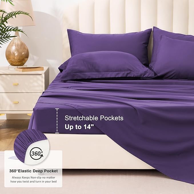 Love's cabin King Size Comforter Set Dark Purple, 7 Pieces King Bed in a Bag - Image 6