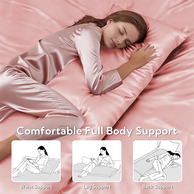 MR&HM Satin Body Pillow Cover, Soft and Breathable Body Pillow Case - Image 5