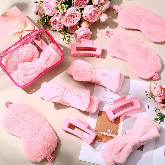 Hoteam 24 Pcs Spa Party Favors Supplies 6 Spa Headband 6 Plush Sleep Eye Mask 6 - Image 3