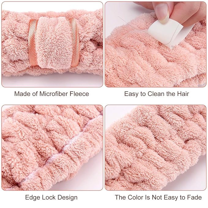 WILLBOND 4 Pack Microfiber Headbands Spa Facial Headbands Makeup Head bands - Image 3