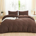 AveLom Brown Duvet Cover Cal King, 3 Pieces, Seersucker Striped Soft Washed by AveLom