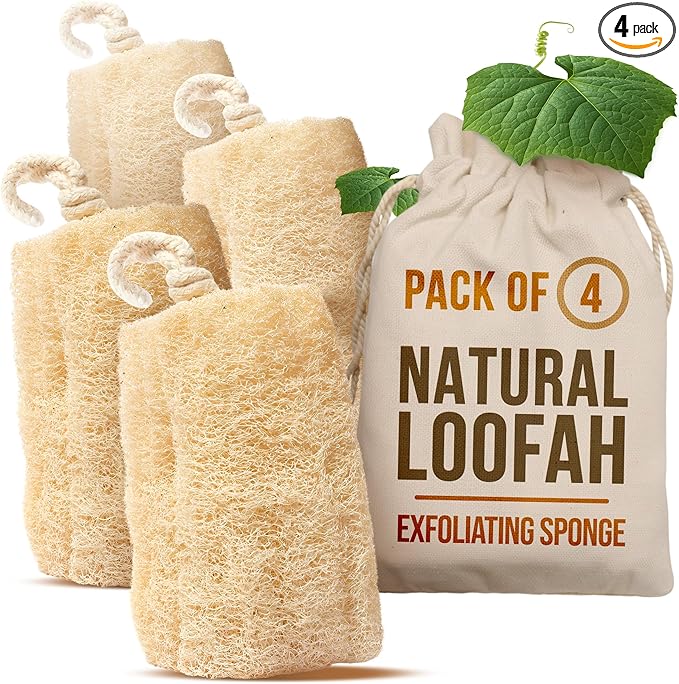CraftsOfEgypt Natural Loofah Sponge – Egyptian Luffa Body Scrubber Pack of 4 by CraftsOfEgypt