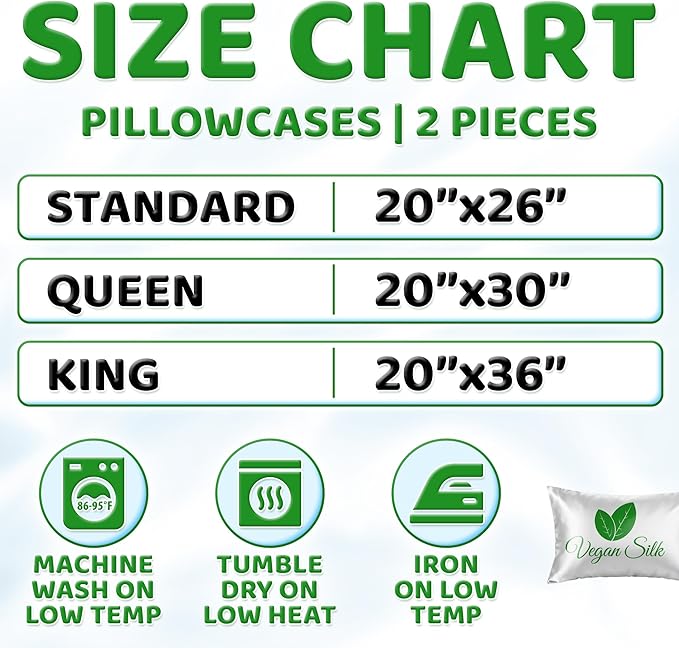 Pillow Cases - 100% Viscose Derived from Bamboo - Cooling Pillowcase - Standard - Image 8
