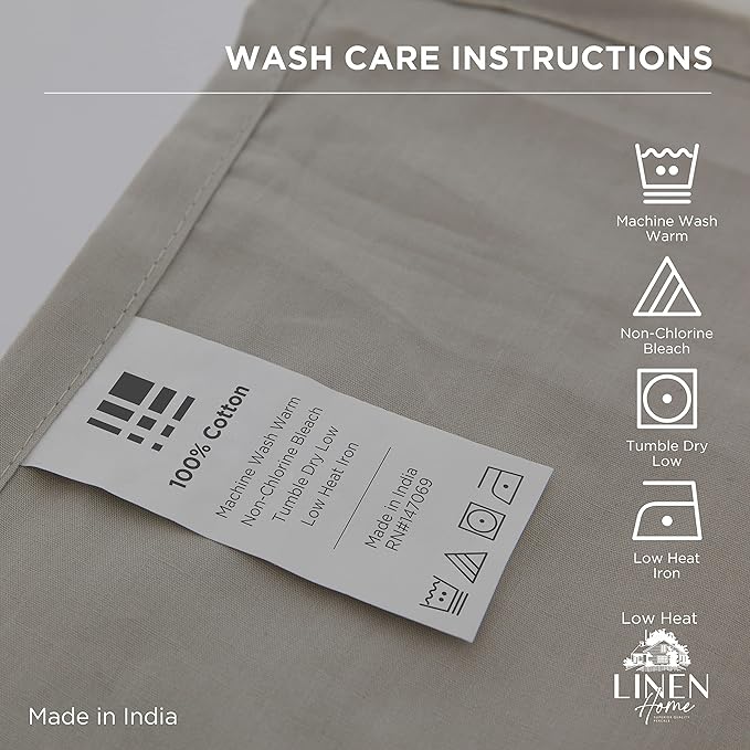 Linen Home 100% Cotton Percale 1 Flat Sheet, Queen Size - Image 4