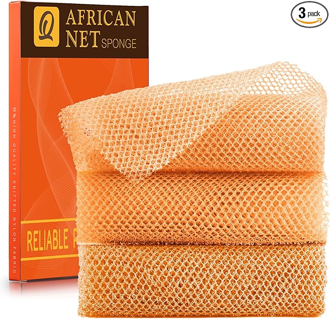 UJFQBH 3 Pieces African Bath Sponge African Net Long Net Bath Sponge by BuyNow