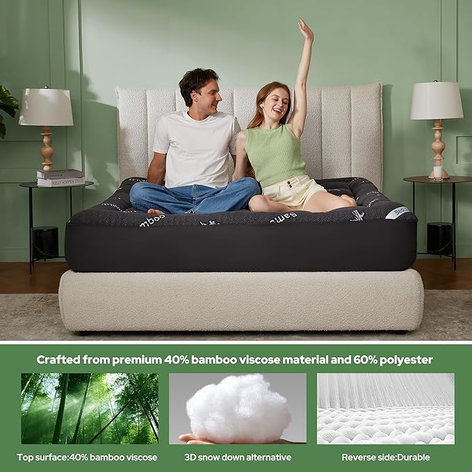 BEDLORE Full Size Mattress Topper Viscose Derived from Bamboo, Thick Pillow Top - Image 3
