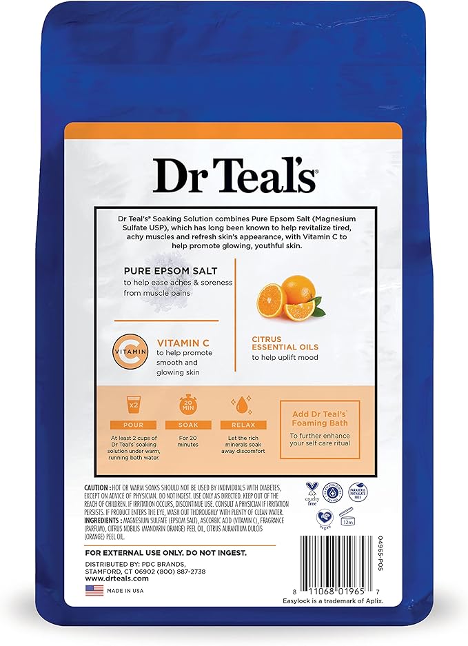 Dr Teal's Salt Soak with Pure Epsom Salt, Glow & Radiance with Vitamin C & - Image 12