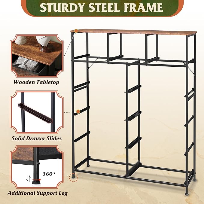 WLIVE Tall Dresser for Bedroom, Fabric Dressers Storage Tower, Dresser & Chest of Drawers Organizer Unit with 11 Drawers, Storage Cabinet, Hallway, Closets, Steel Frame, Wood Top, Rustic Brown