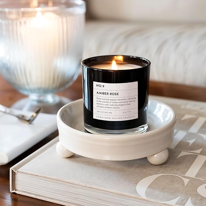 LUMELOOM Amber & Rose Luxury Scented Candles, 9oz Soy Wax Candles - Image 3